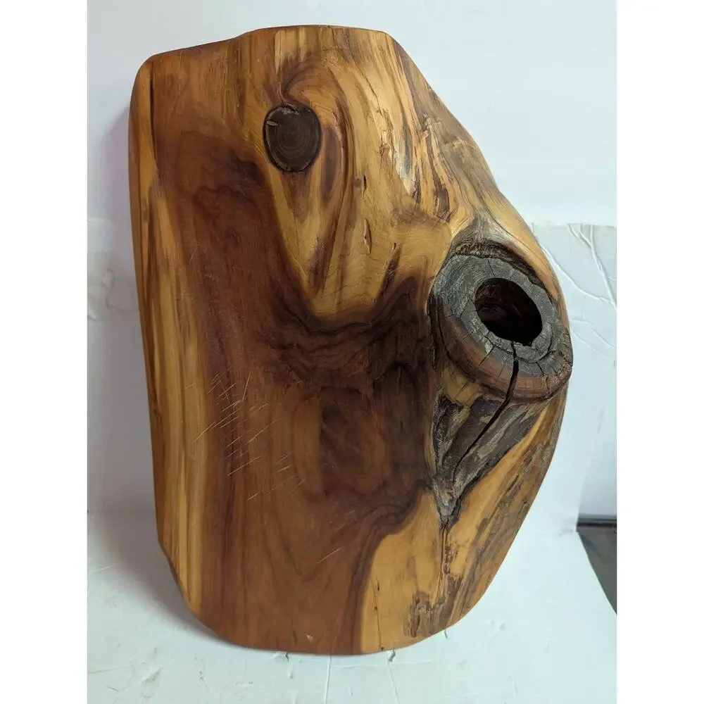 Handmade two tone wood Charcuterie Cheese Serving Board Vase Candle Hold 17